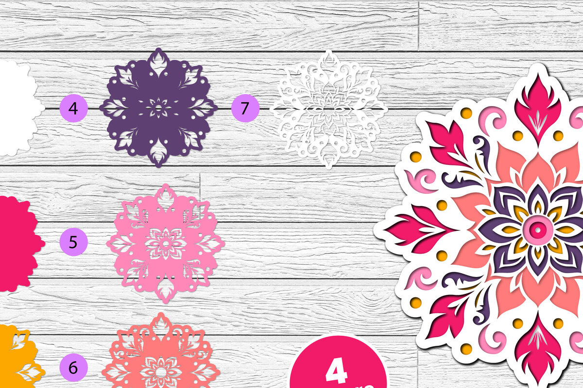 Intra απο ξύλο plywood 3mm-4mm πάχος 3D Layered Floral Papercut Flower Δίασταση 12x12 cm INTRAFABR-116511210