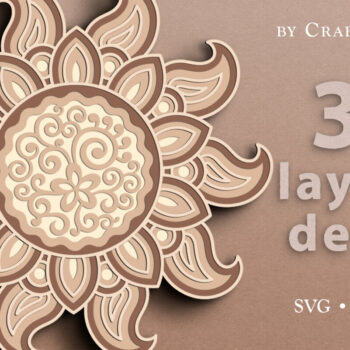 Intra απο ξύλο plywood 3mm-4mm πάχος αποκοπής 3D Layered Floral Sun Δίασταση 30x20 cm INTRAFABR-16878755 - Image 1