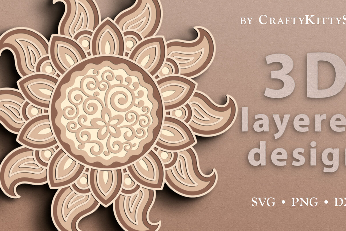 Intra απο ξύλο plywood 3mm-4mm πάχος αποκοπής 3D Layered Floral Sun Δίασταση 30x20 cm INTRAFABR-16878755