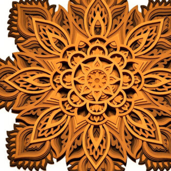 Intra απο ξύλο plywood 3mm-4mm πάχος τρισδιάστατη μάνταλα λουλουδιών Δίασταση 30x30 cm INTRAFABR-14293452 - Image 1