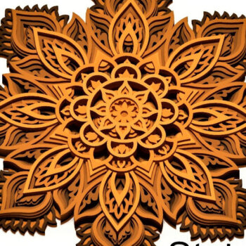 Intra απο ξύλο plywood 3mm-4mm πάχος τρισδιάστατη μάνταλα λουλουδιών Δίασταση 30x30 cm INTRAFABR-14293452 - Image 2