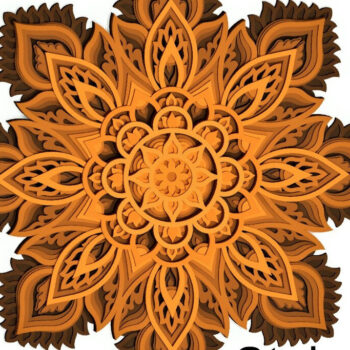 Intra απο ξύλο plywood 3mm-4mm πάχος τρισδιάστατη μάνταλα λουλουδιών Δίασταση 30x30 cm INTRAFABR-14293452 - Image 4