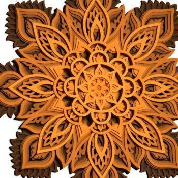 Intra απο ξύλο plywood 3mm-4mm πάχος τρισδιάστατη μάνταλα λουλουδιών Δίασταση 30x30 cm INTRAFABR-14293452 - Image 6