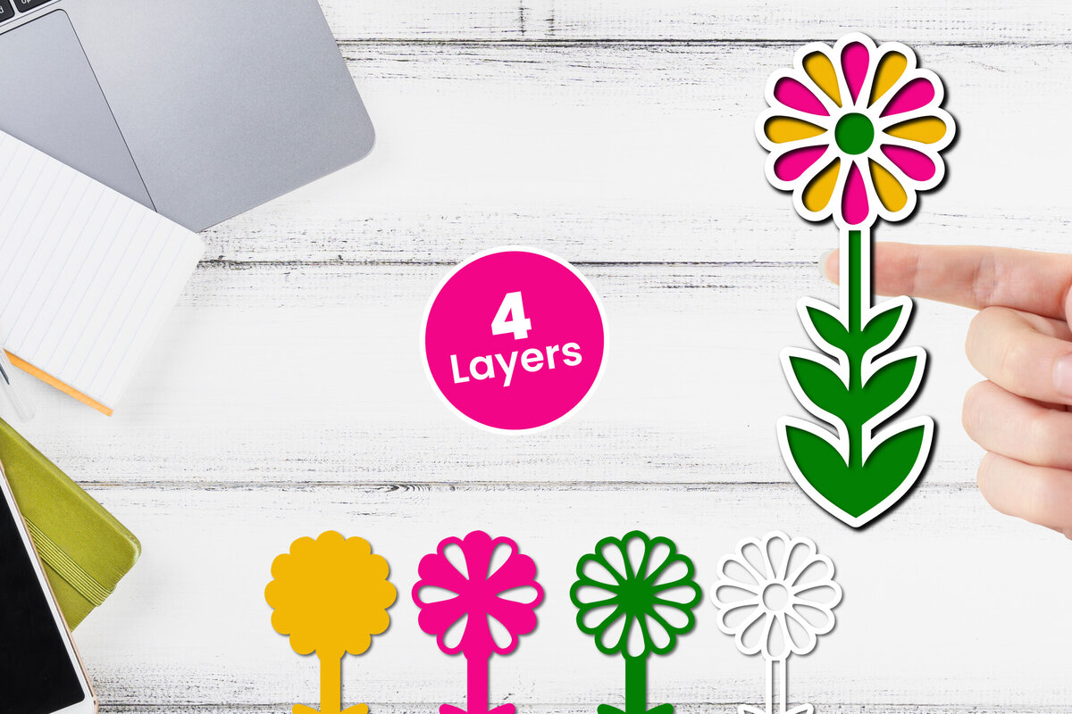 Intra απο ξύλο plywood 3mm-4mm πάχος 3D Layered Flower Papercut Floral Δίασταση 12x12 cm INTRAFABR-116510910