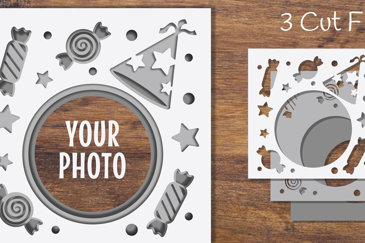 Intra απο ξύλο plywood 3mm-4mm πάχος 3D Layered Frame Party Papercut 1 Δίασταση 20x30 cm INTRAFABR-97119886 - Image 1