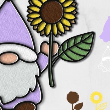 Intra απο ξύλο plywood 3mm-4mm πάχος 3D Layered Gnome και ηλίανθος Δίασταση 30x20 cm INTRAFABR-69633349 - Image 1