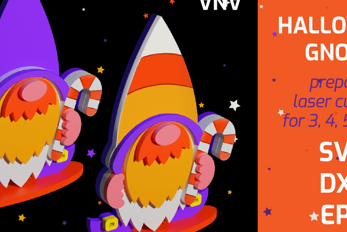 Intra απο ξύλο plywood 3mm-4mm πάχος 3d Layered Halloween Gnome Δίασταση 15x15 cm INTRAFABR-82046485