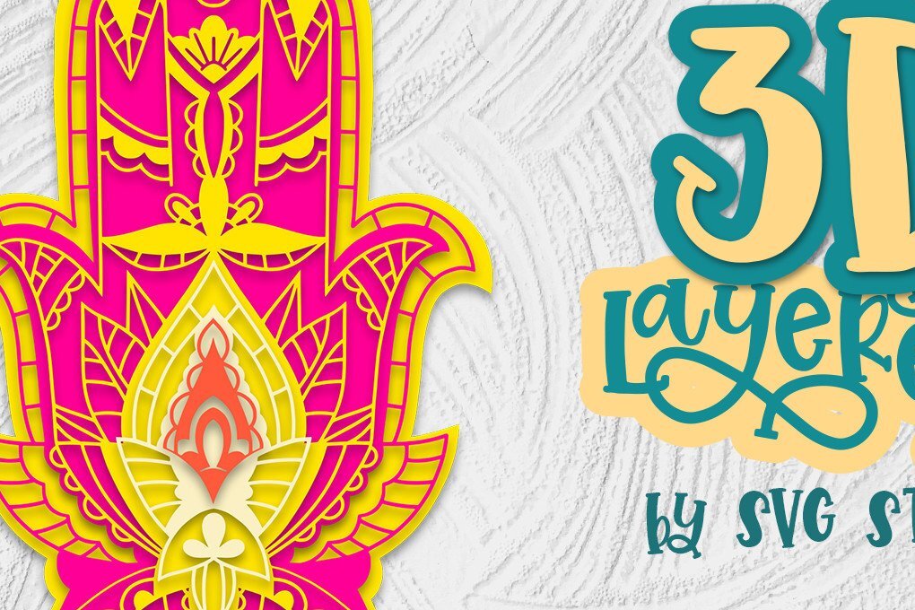 Intra απο ξύλο plywood 3mm-4mm πάχος 3D Layered Hamsa Mandala Δίασταση 30x30 cm INTRAFABR-36047263