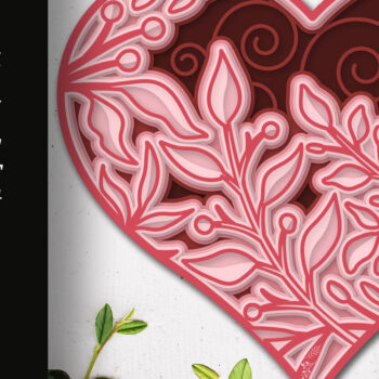 Intra απο ξύλο plywood 3mm-4mm πάχος Τρισδιάστατο κομμένο Heart Mandala Δίασταση 12x12 cm INTRAFABR-53058654 - Image 1