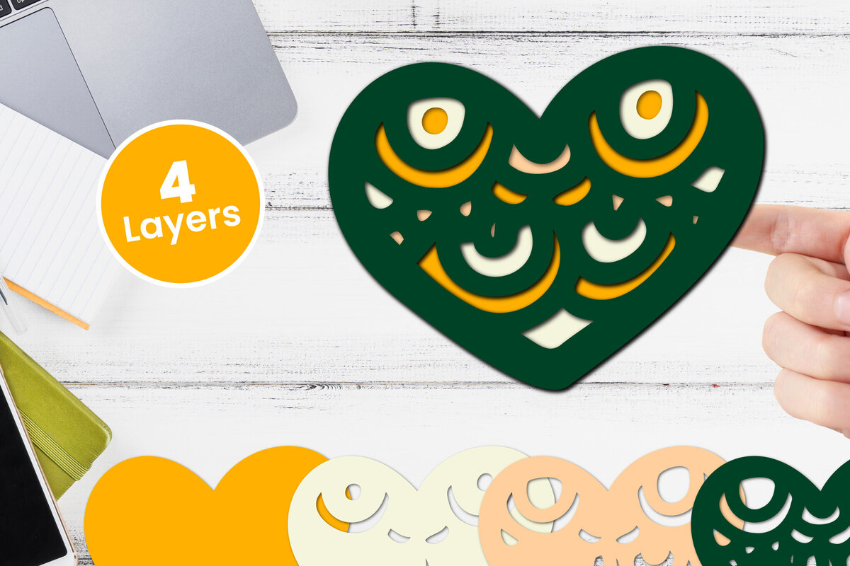 Intra απο ξύλο plywood 3mm-4mm πάχος 3D Layered Heart Papercut Love Δίασταση 12x12 cm INTRAFABR-115746197 - Image 1