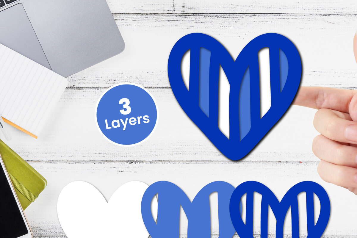 Intra απο ξύλο plywood 3mm-4mm πάχος 3D Layered Heart Papercut Δίασταση 12x12 cm INTRAFABR-116414563 - Image 1