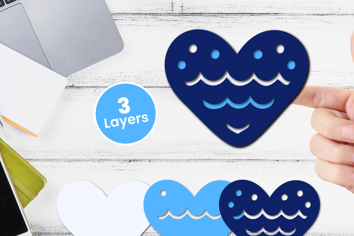 Intra απο ξύλο plywood 3mm-4mm πάχος 3D Layered Heart Papercut Δίασταση 12x12 cm INTRAFABR-116414581