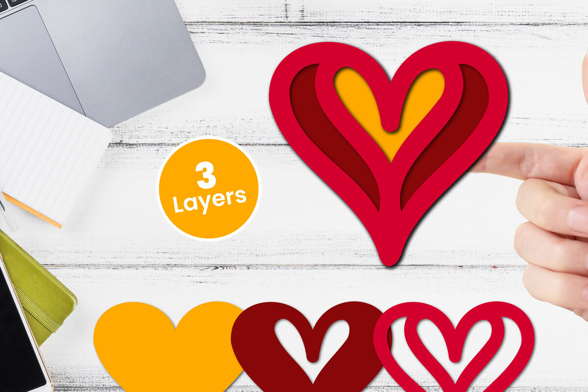 Intra απο ξύλο plywood 3mm-4mm πάχος 3D Layered Heart Papercut Δίασταση 12x12 cm INTRAFABR-116414604