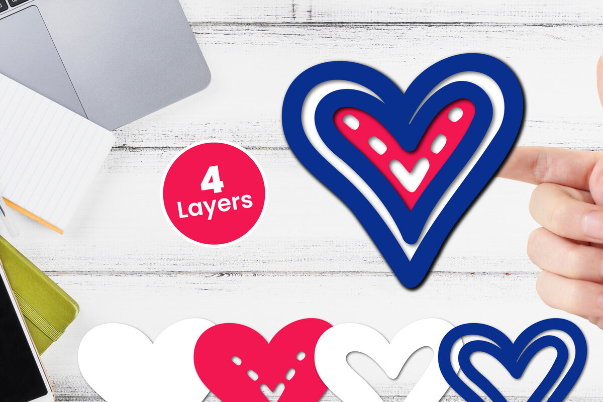 Intra απο ξύλο plywood 3mm-4mm πάχος 3D Layered Heart Papercut Δίασταση 12x12 cm INTRAFABR-116414622