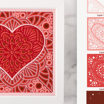 Intra απο ξύλο plywood 3mm-4mm πάχος αποκοπής 3D Layered Heart Shadow Box Δίασταση 8x8 cm INTRAFABR-24455774 - Image 1