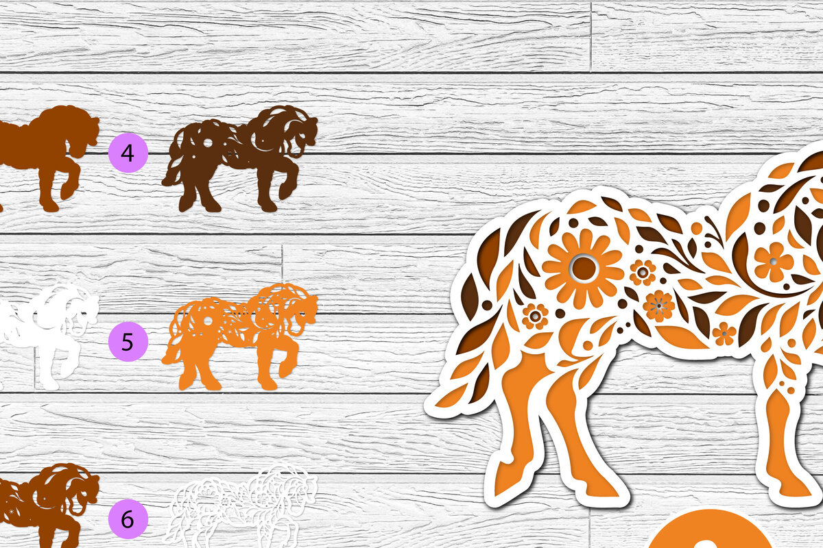 Intra απο ξύλο plywood 3mm-4mm πάχος 3D Layered Horse Papercut Δίασταση 12x12 cm INTRAFABR-116282147