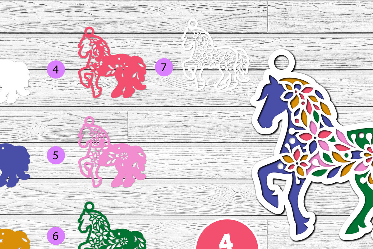 Intra απο ξύλο plywood 3mm-4mm πάχος 3D Layered Horse Papercut Δίασταση 12x12 cm INTRAFABR-116282165