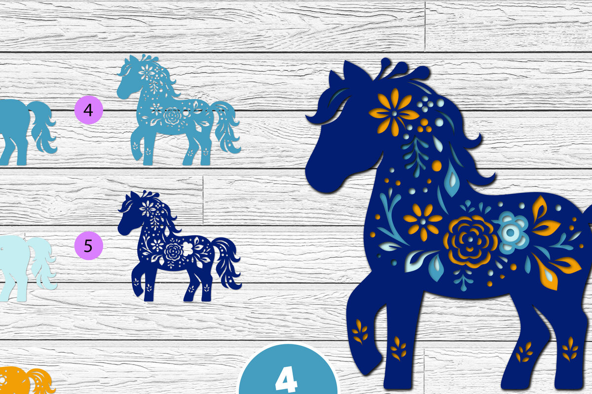 Intra απο ξύλο plywood 3mm-4mm πάχος 3D Layered Horse Papercut Δίασταση 12x12 cm INTRAFABR-116282180