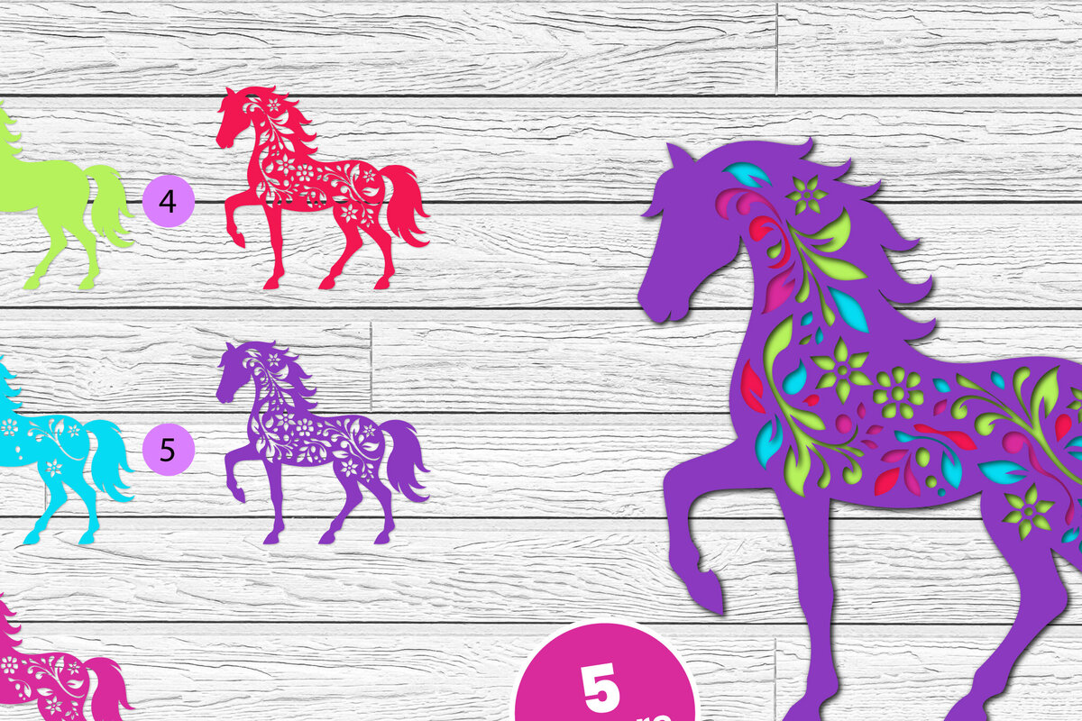 Intra απο ξύλο plywood 3mm-4mm πάχος 3D Layered Horse Papercut Δίασταση 12x12 cm INTRAFABR-116282139