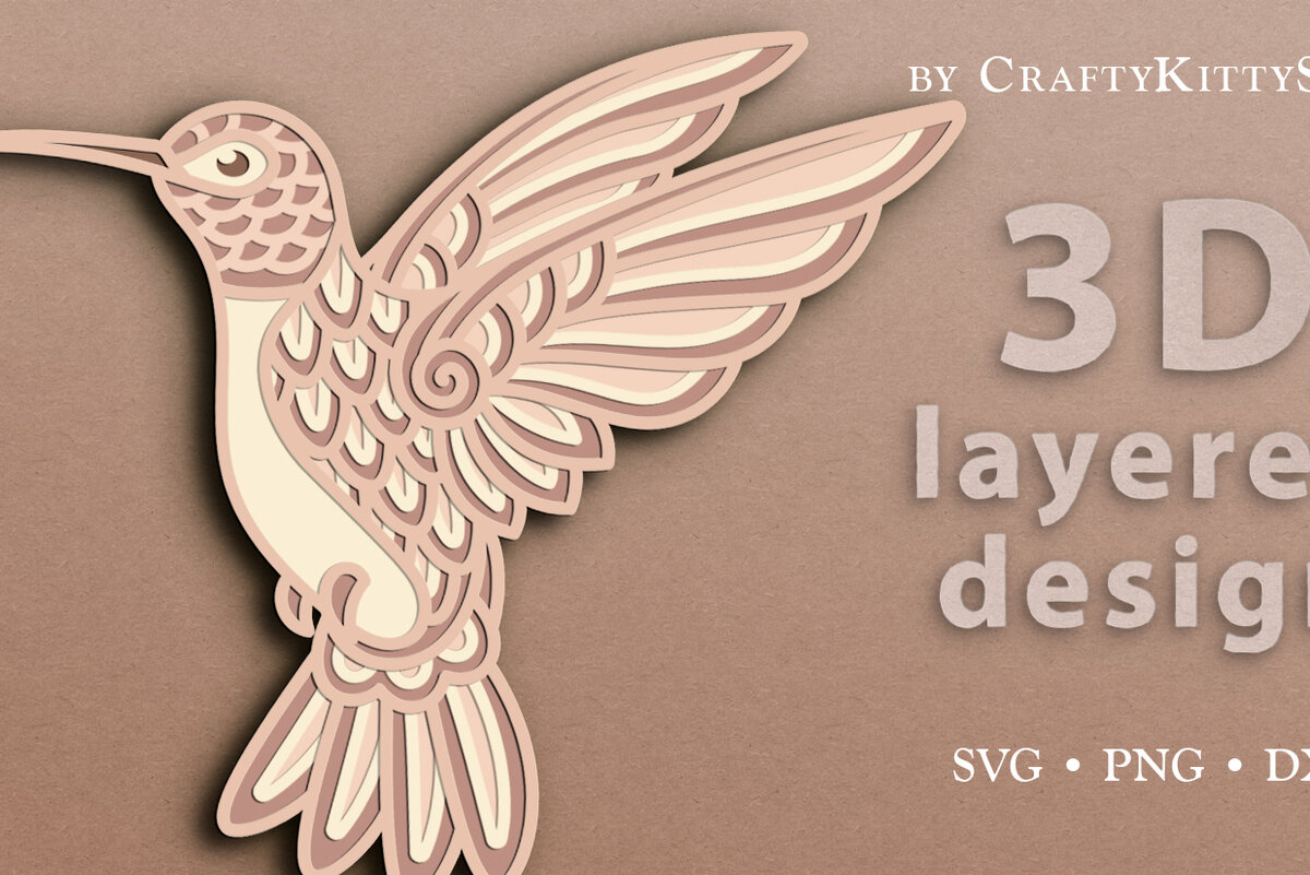 Intra απο ξύλο plywood 3mm-4mm πάχος αποκοπής 3D Layered Hummingbird Δίασταση 30x20 cm INTRAFABR-16878627 - Image 1