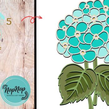 Intra απο ξύλο plywood 3mm-4mm πάχος Τρισδιάστατη ορτανσία με στρώματα. Δίασταση 10x12 cm INTRAFABR-71316810 - Image 4