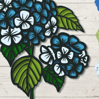 Intra απο ξύλο plywood 3mm-4mm πάχος Τρισδιάστατα λουλούδια ορτανσίες Δίασταση 30x20 cm INTRAFABR-65344200 - Image 1