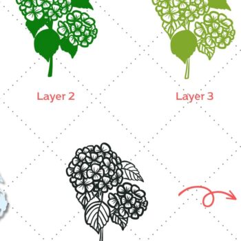 Intra απο ξύλο plywood 3mm-4mm πάχος Τρισδιάστατα λουλούδια ορτανσίες Δίασταση 30x20 cm INTRAFABR-65344200 - Image 2