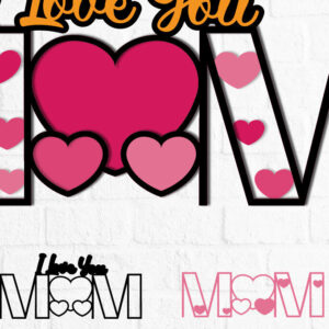 Intra απο ξύλο plywood 3mm-4mm πάχος 3D Layered I Love You Mom - Eps Ai P Δίασταση 15x15 cm INTRAFABR-30045273