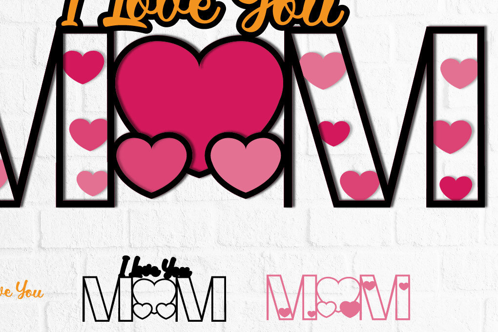 Intra απο ξύλο plywood 3mm-4mm πάχος 3D Layered I Love You Mom - Eps Ai P Δίασταση 15x15 cm INTRAFABR-30045273 - Image 1