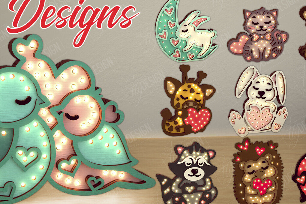 Intra απο ξύλο plywood 3mm-4mm πάχος 3D Layered Light | Ημέρα του Αγίου Βαλεντίνου Δίασταση 15x15 cm INTRAFABR-110272015