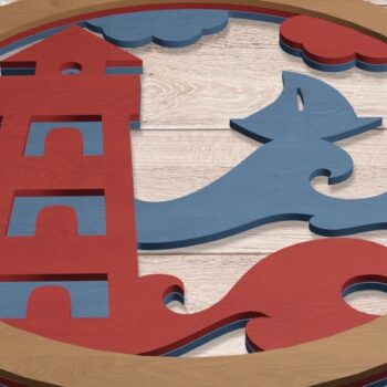 Intra απο ξύλο plywood 3mm-4mm πάχος 3D Layered Lighthouse Wall Art, Sea Δίασταση 40x40 cm INTRAFABR-70065027 - Image 4