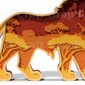 Intra απο ξύλο plywood 3mm-4mm πάχος Σκηνή σαφάρι 3D Layered Lion Δίασταση 40x40 cm INTRAFABR-121580015