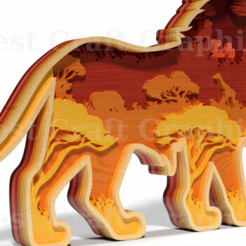 Intra απο ξύλο plywood 3mm-4mm πάχος Σκηνή σαφάρι 3D Layered Lion Δίασταση 40x40 cm INTRAFABR-121580015 - Image 2