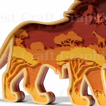 Intra απο ξύλο plywood 3mm-4mm πάχος Σκηνή σαφάρι 3D Layered Lion Δίασταση 40x40 cm INTRAFABR-121580015 - Image 3