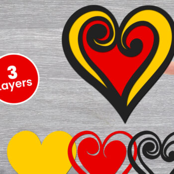 Intra απο ξύλο plywood 3mm-4mm πάχος Χαρτί Love Heart με 3D Layered, Δίασταση 12x12 cm INTRAFABR-125002527 - Image 1