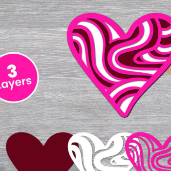 Intra απο ξύλο plywood 3mm-4mm πάχος Χαρτί Love Heart με 3D Layered, Δίασταση 12x12 cm INTRAFABR-125002461 - Image 1