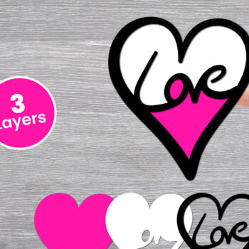 Intra απο ξύλο plywood 3mm-4mm πάχος Χαρτί Love Heart με 3D Layered, Δίασταση 12x12 cm INTRAFABR-125002471 - Image 1