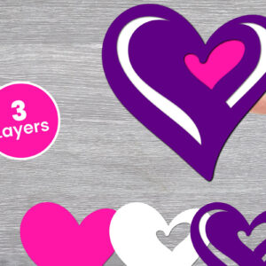 Intra απο ξύλο plywood 3mm-4mm πάχος Χαρτί Love Heart με 3D Layered, Δίασταση 12x12 cm INTRAFABR-125002477