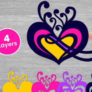 Intra απο ξύλο plywood 3mm-4mm πάχος Χαρτί Love Heart με 3D Layered, Δίασταση 12x12 cm INTRAFABR-125002489 - Image 1