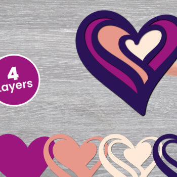Intra απο ξύλο plywood 3mm-4mm πάχος Χαρτί Love Heart με 3D Layered, Δίασταση 12x12 cm INTRAFABR-125002495 - Image 1