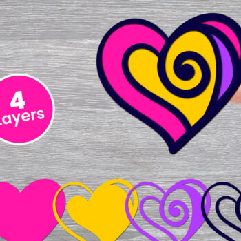 Intra απο ξύλο plywood 3mm-4mm πάχος Χαρτί Love Heart με 3D Layered, Δίασταση 12x12 cm INTRAFABR-125002518 - Image 1