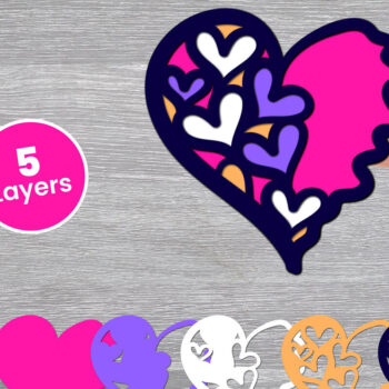 Intra απο ξύλο plywood 3mm-4mm πάχος Χαρτί Love Heart με 3D Layered, Δίασταση 12x12 cm INTRAFABR-125002432 - Image 1
