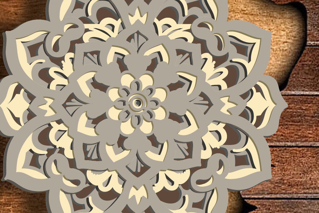 Intra απο ξύλο plywood 3mm-4mm πάχος Σχέδιο 3D Layered Mandala/ Δίασταση 30x30 cm INTRAFABR-73713089