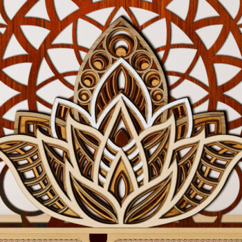 Intra απο ξύλο plywood 3mm-4mm πάχος 3D Layered Mandala Lotus Δίασταση 30x30 cm INTRAFABR-68164158 - Image 1