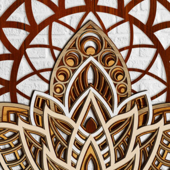 Intra απο ξύλο plywood 3mm-4mm πάχος 3D Layered Mandala Lotus Δίασταση 30x30 cm INTRAFABR-68164158 - Image 2