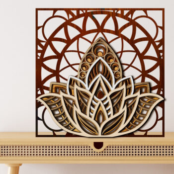 Intra απο ξύλο plywood 3mm-4mm πάχος 3D Layered Mandala Lotus Δίασταση 30x30 cm INTRAFABR-68164158 - Image 3