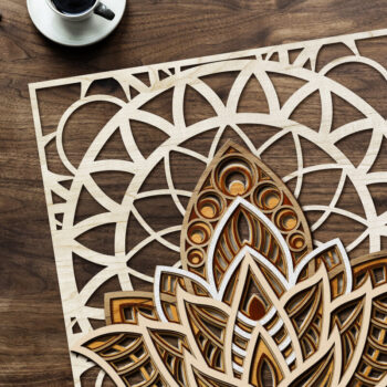 Intra απο ξύλο plywood 3mm-4mm πάχος 3D Layered Mandala Lotus Δίασταση 30x30 cm INTRAFABR-68164158 - Image 4