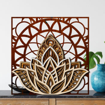 Intra απο ξύλο plywood 3mm-4mm πάχος 3D Layered Mandala Lotus Δίασταση 30x30 cm INTRAFABR-68164158 - Image 5