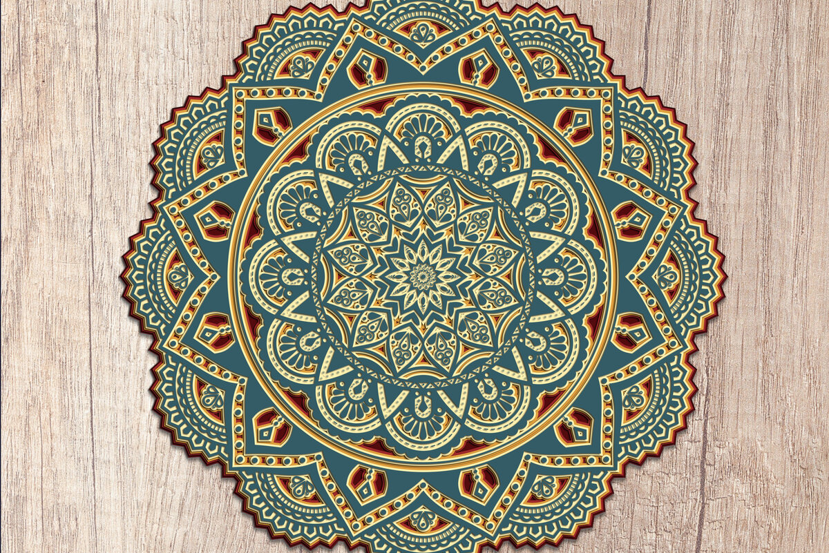 Intra απο ξύλο plywood 3mm-4mm πάχος 3D Layered Mandala – κοπής πολλαπλών επιπέδων Δίασταση 30x30 cm INTRAFABR-14461747