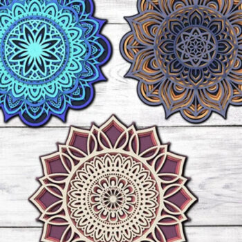 Intra απο ξύλο plywood 3mm-4mm πάχος 3D Layered Mandala Δίασταση 30x30 cm INTRAFABR-101200960 - Image 1